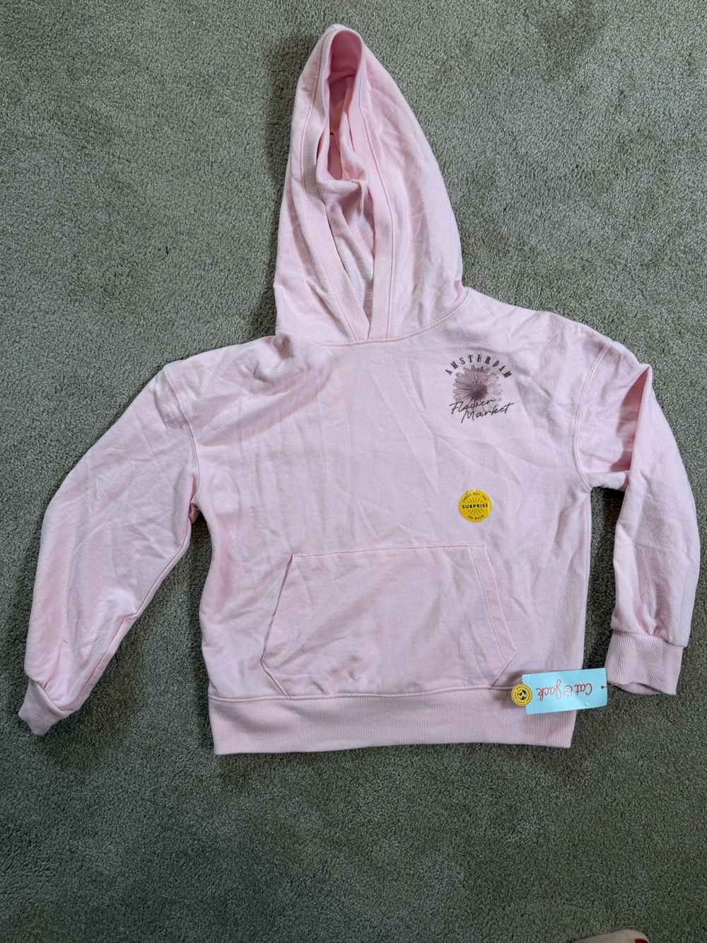 NWT Cat & Jack Kids Pink Hoodie Size M 8 Amsterdam Flower Market Graphic